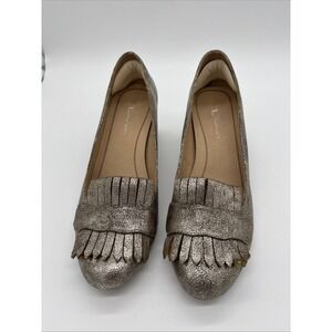 CL Chinese Laundry Shoes Womens 7.5 Anete Shimmer Mica Fringe Pump Gold Metallic